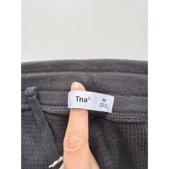 Aritzia TNA Black Cotton Waffle Knit Jogger Pants Sweatpants, Size M - Picture 7 of 13
